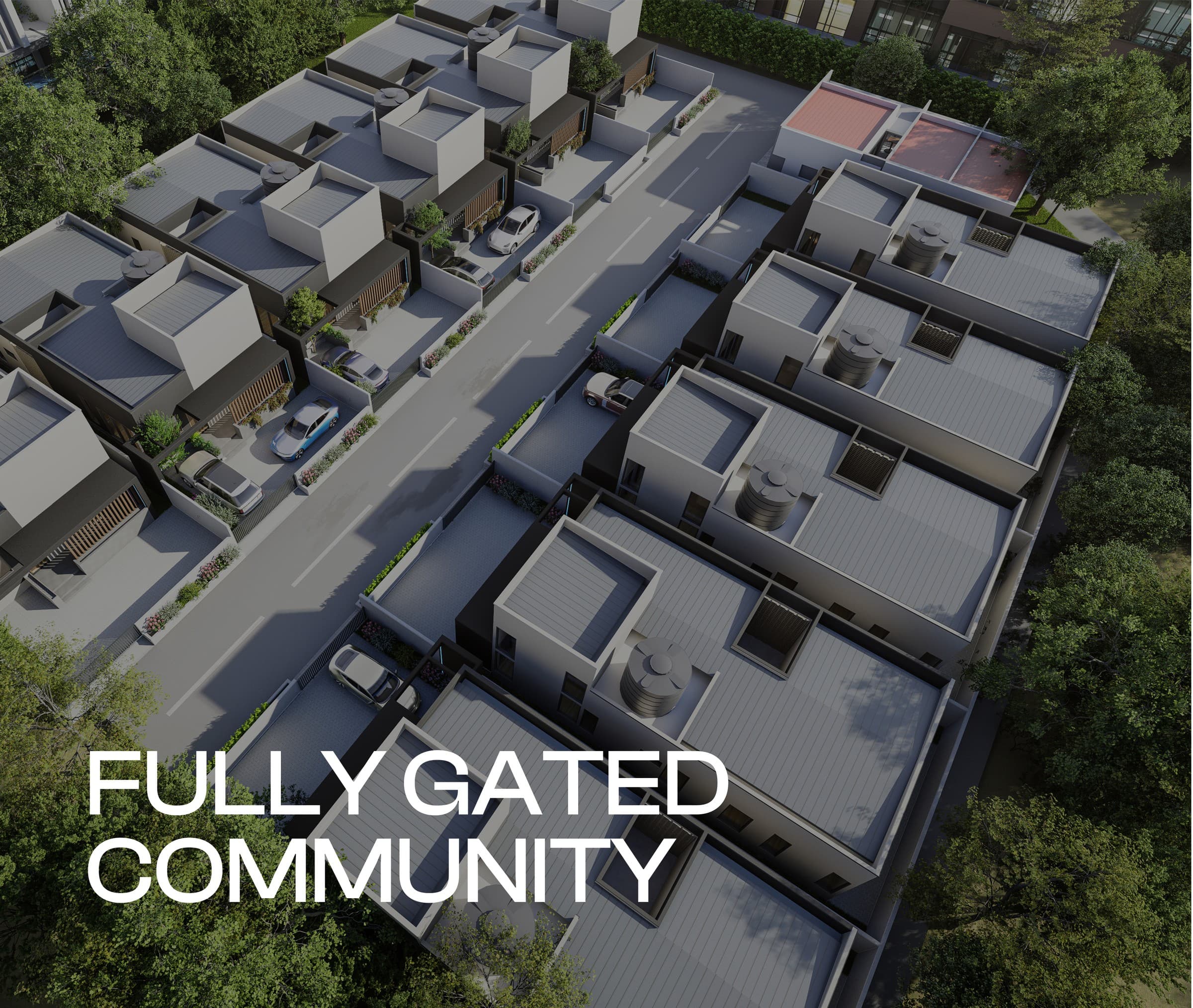 Aerial view of Beckies Court, a gated residential community